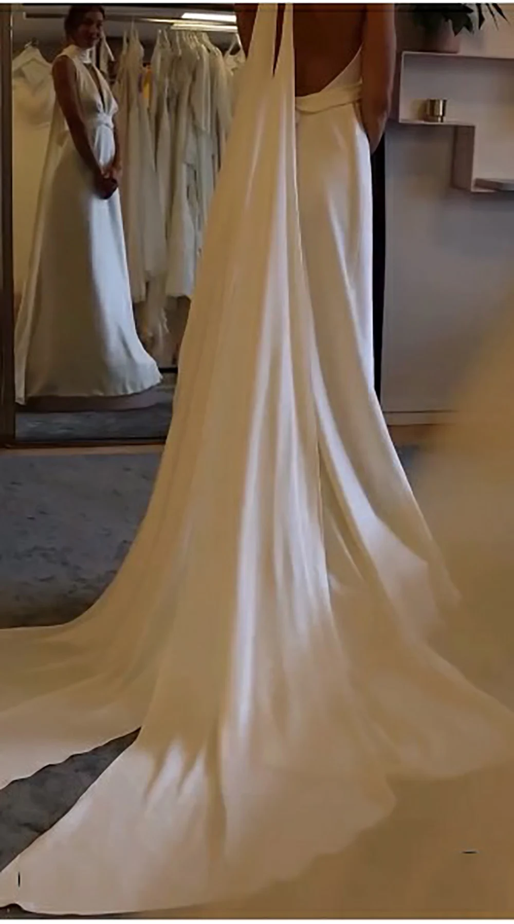 Msikoods Civil Wedding Dress Women Halter Backless Sexy Bridal Dress Mermaid Wedding Party Dress Women Bridal Gown Customized