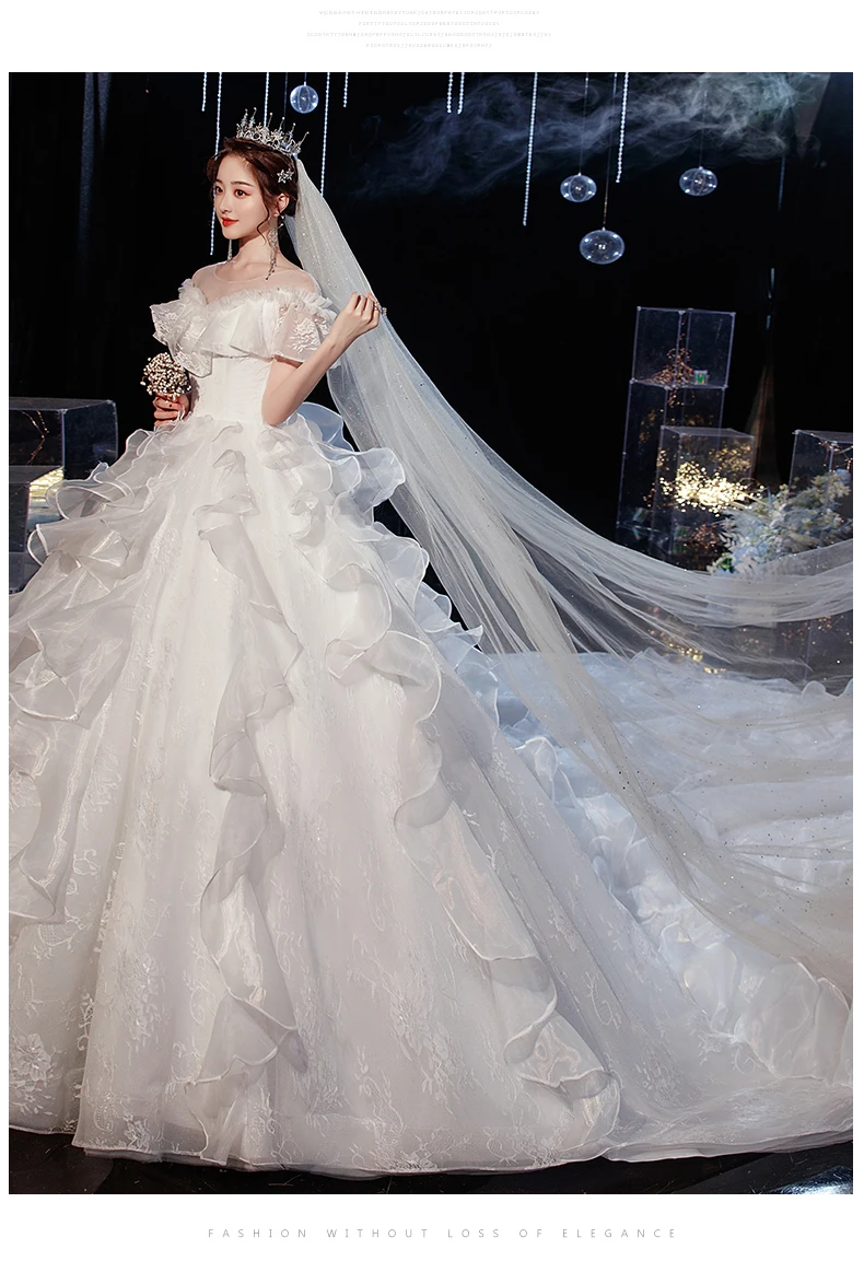Wedding Dress 2021 Gryffon Luxury Lace Wedding Gown With Train Ball Gown Classic Cap Sleeve Princess Dresses Plus Customize