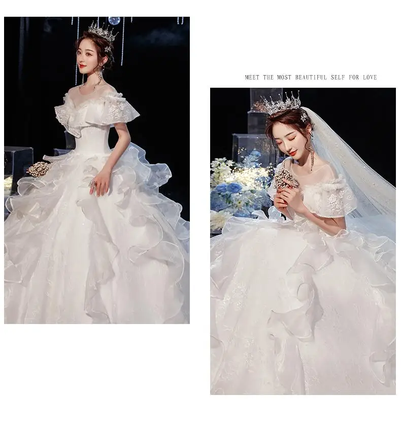 Wedding Dress 2021 Gryffon Luxury Lace Wedding Gown With Train Ball Gown Classic Cap Sleeve Princess Dresses Plus Customize