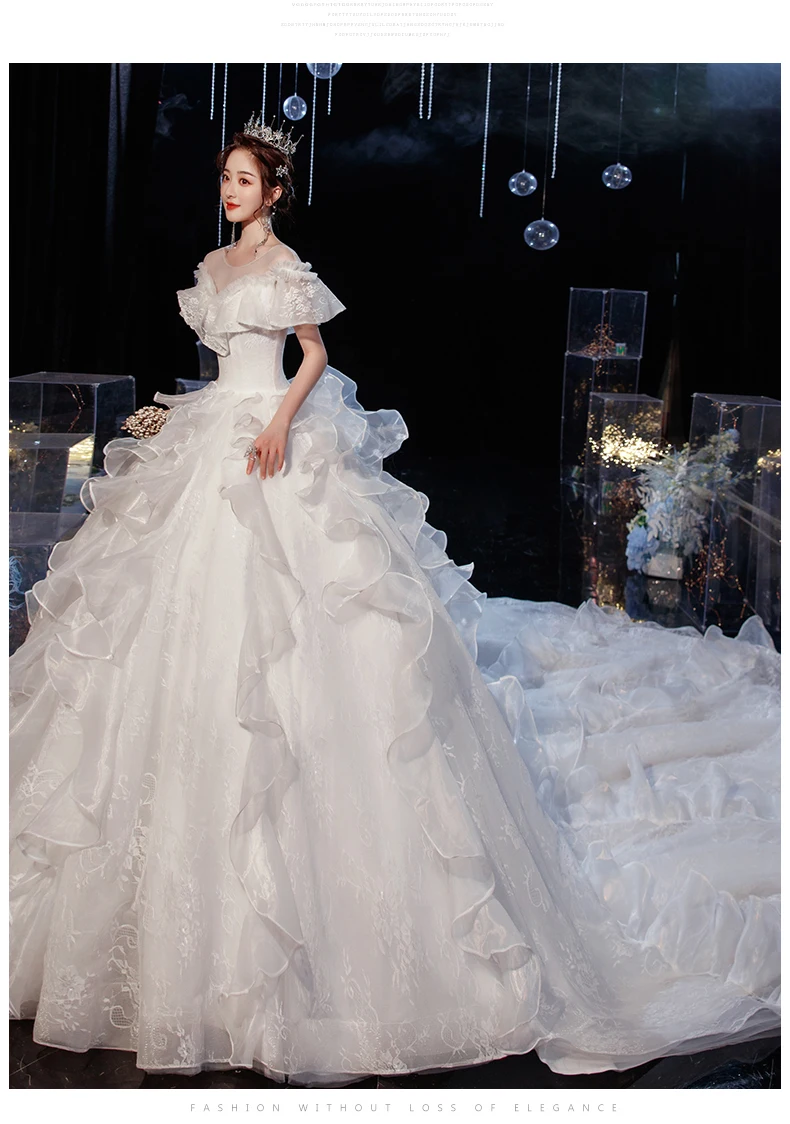 Wedding Dress 2021 Gryffon Luxury Lace Wedding Gown With Train Ball Gown Classic Cap Sleeve Princess Dresses Plus Customize