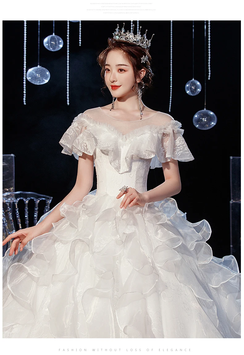 Wedding Dress 2021 Gryffon Luxury Lace Wedding Gown With Train Ball Gown Classic Cap Sleeve Princess Dresses Plus Customize