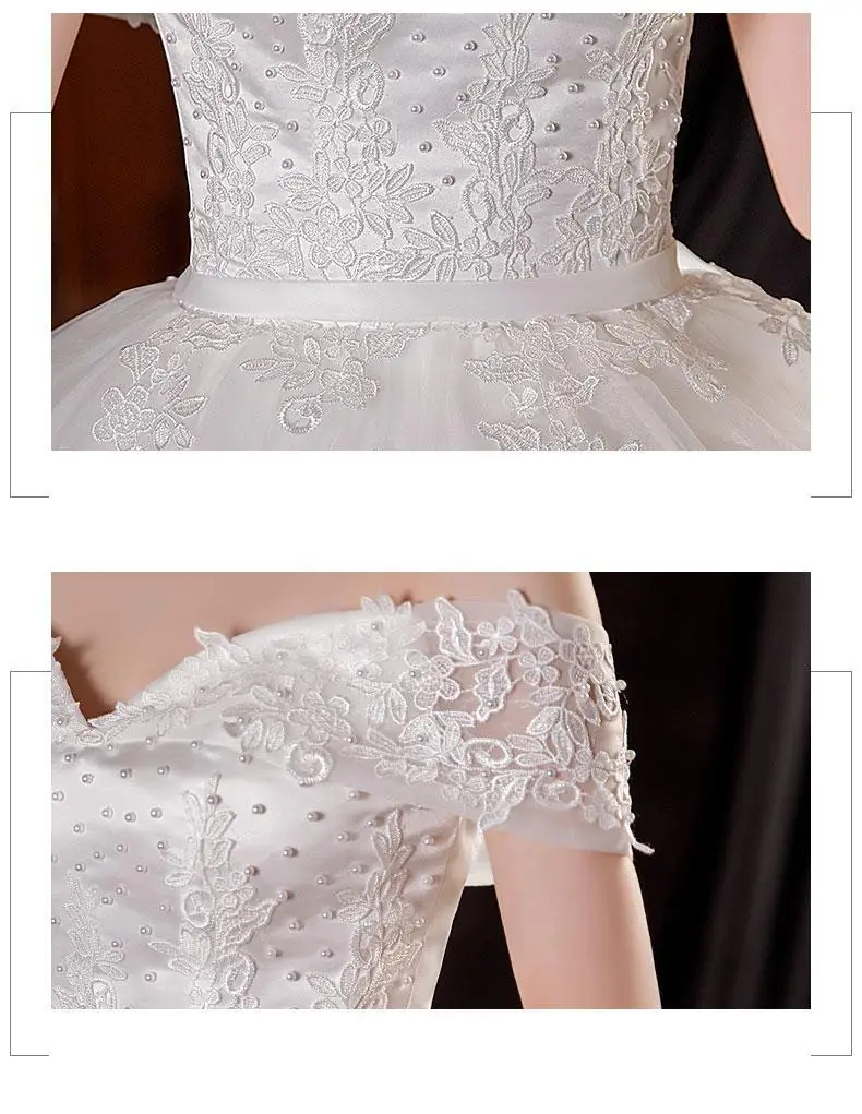 New Off The Shoulder Lace Wedding Dress Applique Bride Dress With Train Ball Gown Princess Classic Wedding Gowns Customized