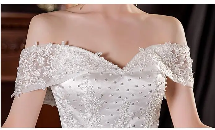 New Off The Shoulder Lace Wedding Dress Applique Bride Dress With Train Ball Gown Princess Classic Wedding Gowns Customized