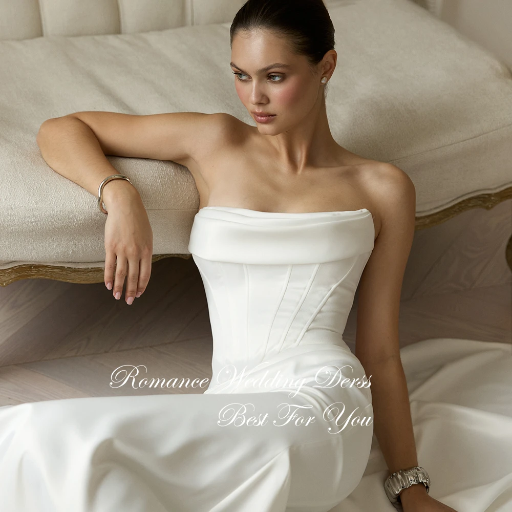 Elegant Pleat Strapless Mermaid Wedding Dress Women 2026 Sleeveless Lace-up Backless Bridal Gown Vestidos De Novia Customized