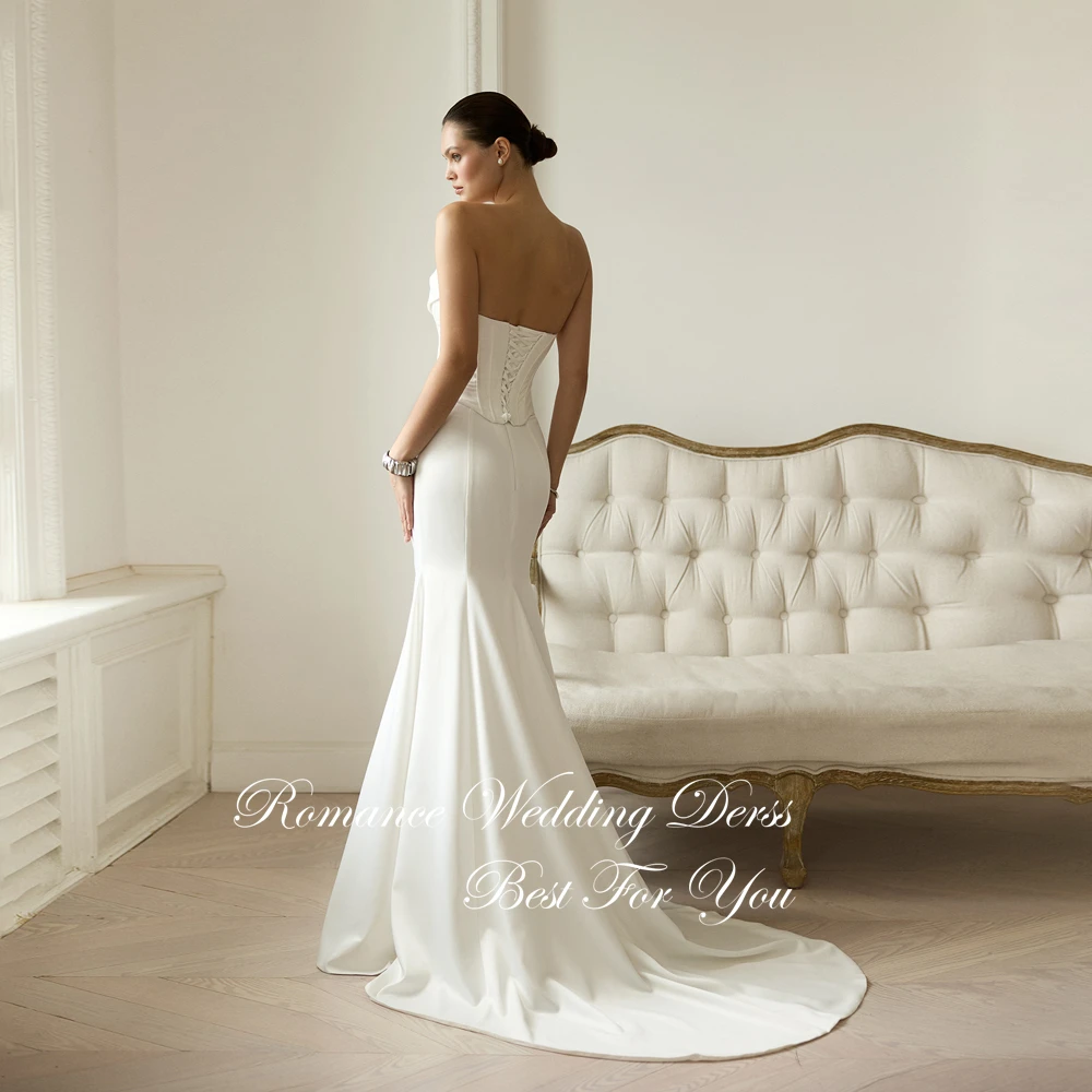 Elegant Pleat Strapless Mermaid Wedding Dress Women 2026 Sleeveless Lace-up Backless Bridal Gown Vestidos De Novia Customized