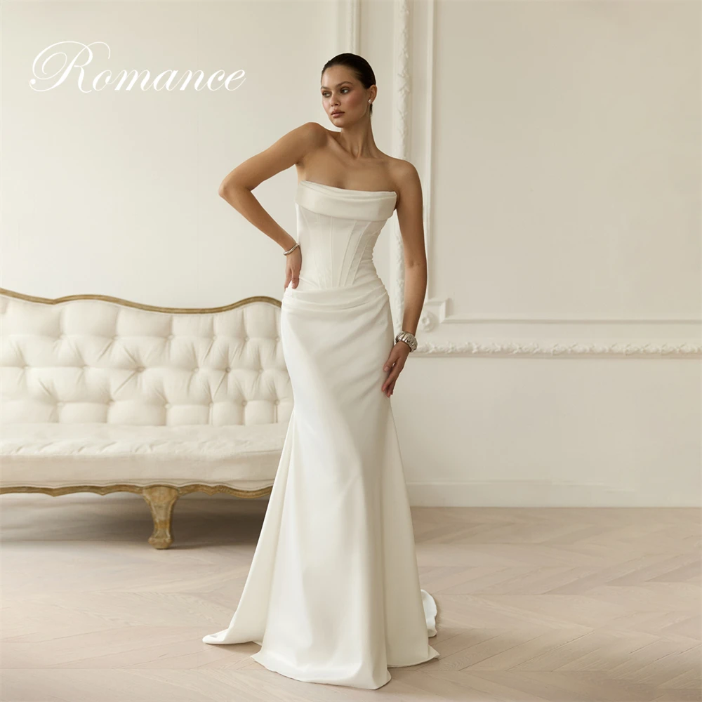 Elegant Pleat Strapless Mermaid Wedding Dress Women 2026 Sleeveless Lace-up Backless Bridal Gown Vestidos De Novia Customized
