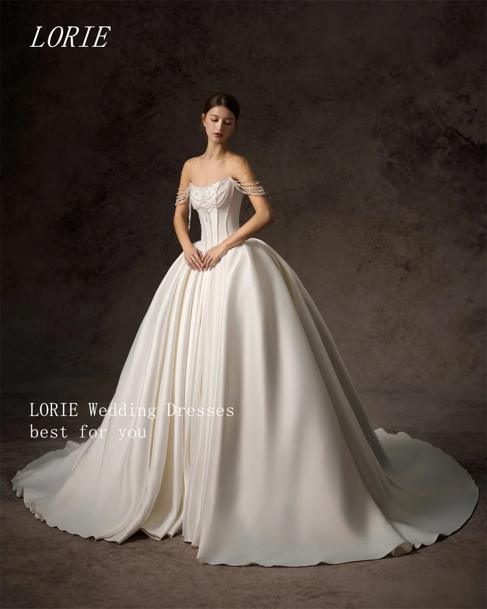 LORIE Luxury A Line Wedding Dress Lace Up Strapless Bridal Dresses Lace Beading Sleeveless Pleat Wedding Gown Customized 2026