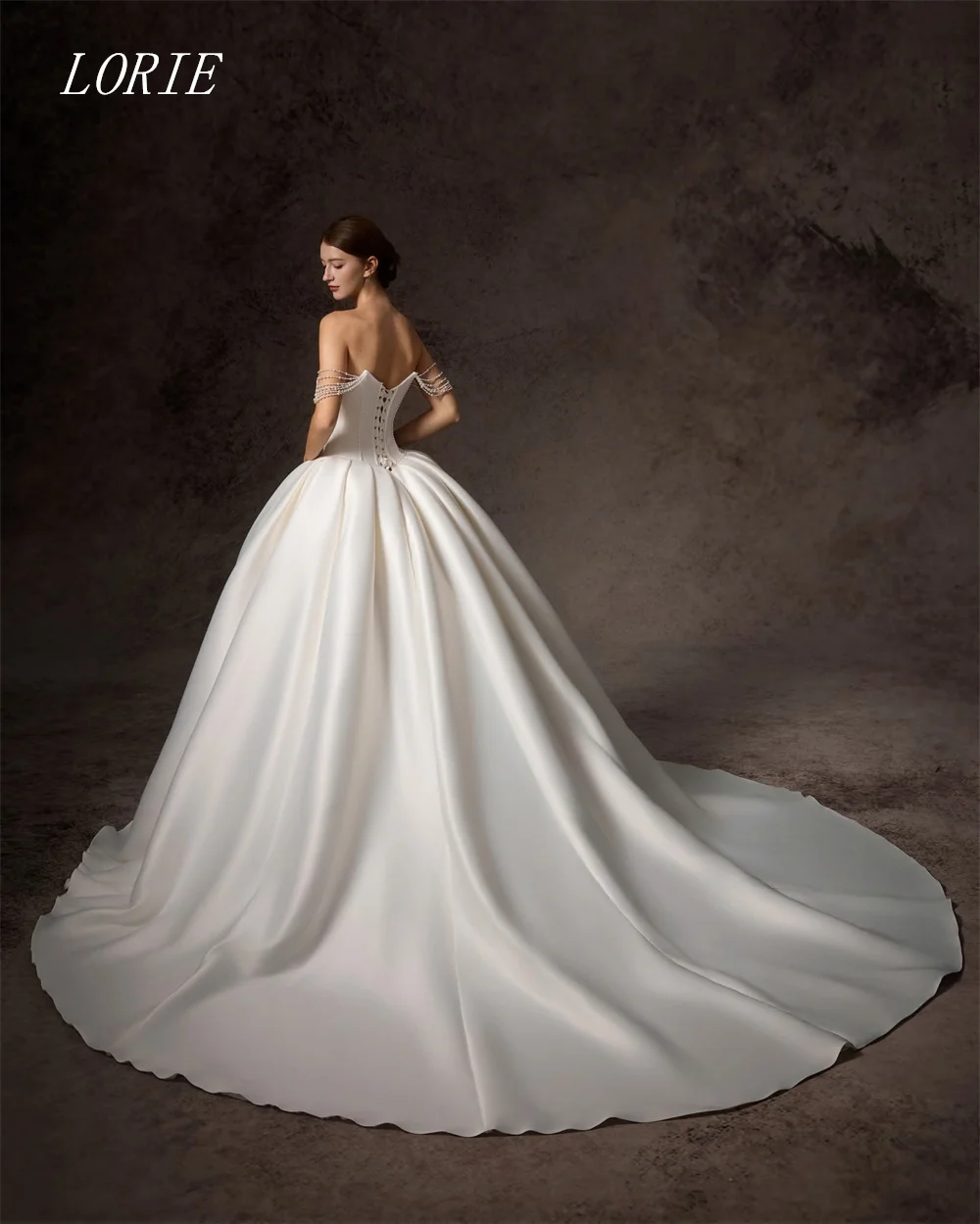 LORIE Luxury A Line Wedding Dress Lace Up Strapless Bridal Dresses Lace Beading Sleeveless Pleat Wedding Gown Customized 2026