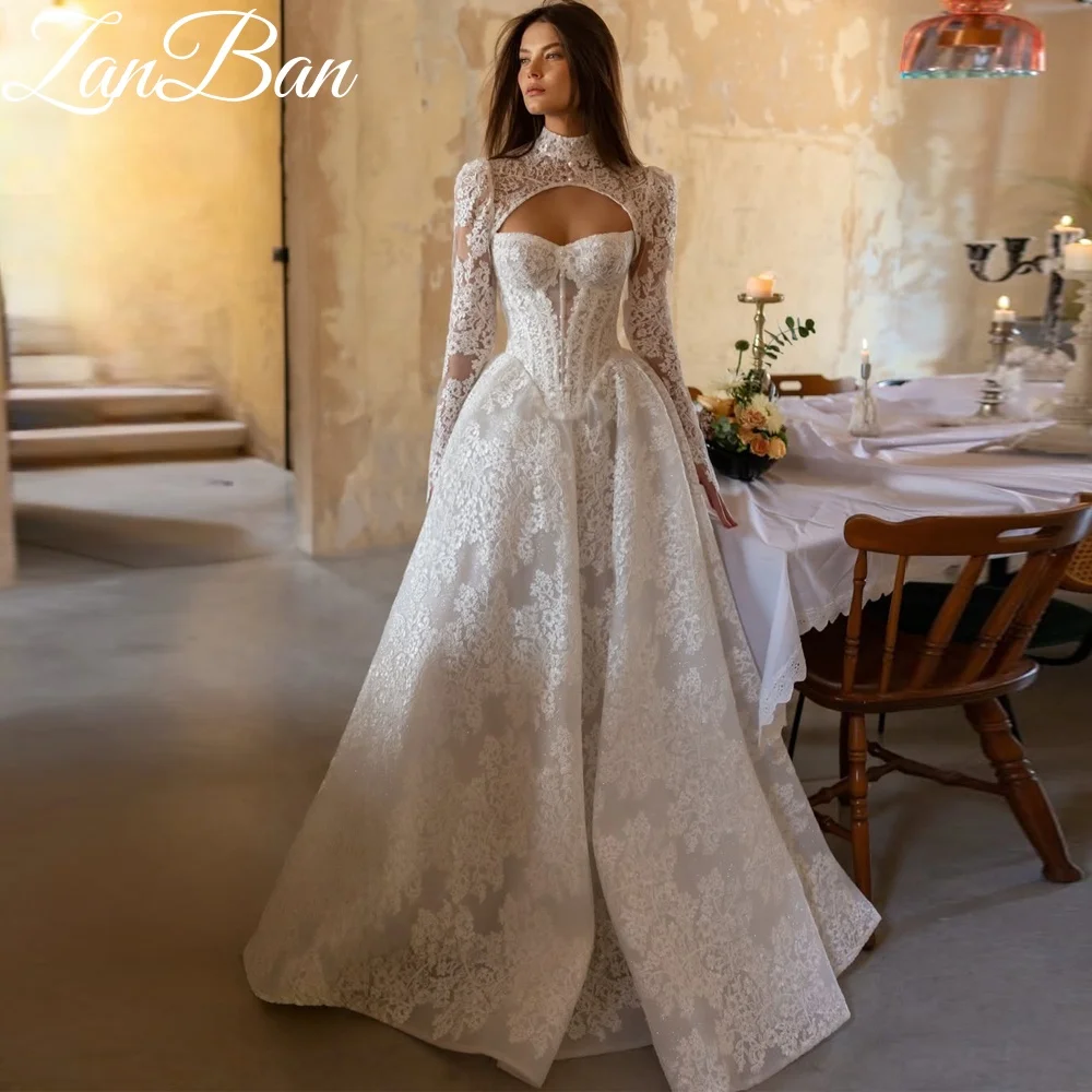 ZanBan Exquisite A-line Wedding Dress 2026 Sweep Train Princess Waistline Coat Pleat Bridal Gown Vestidos De Novia Customized