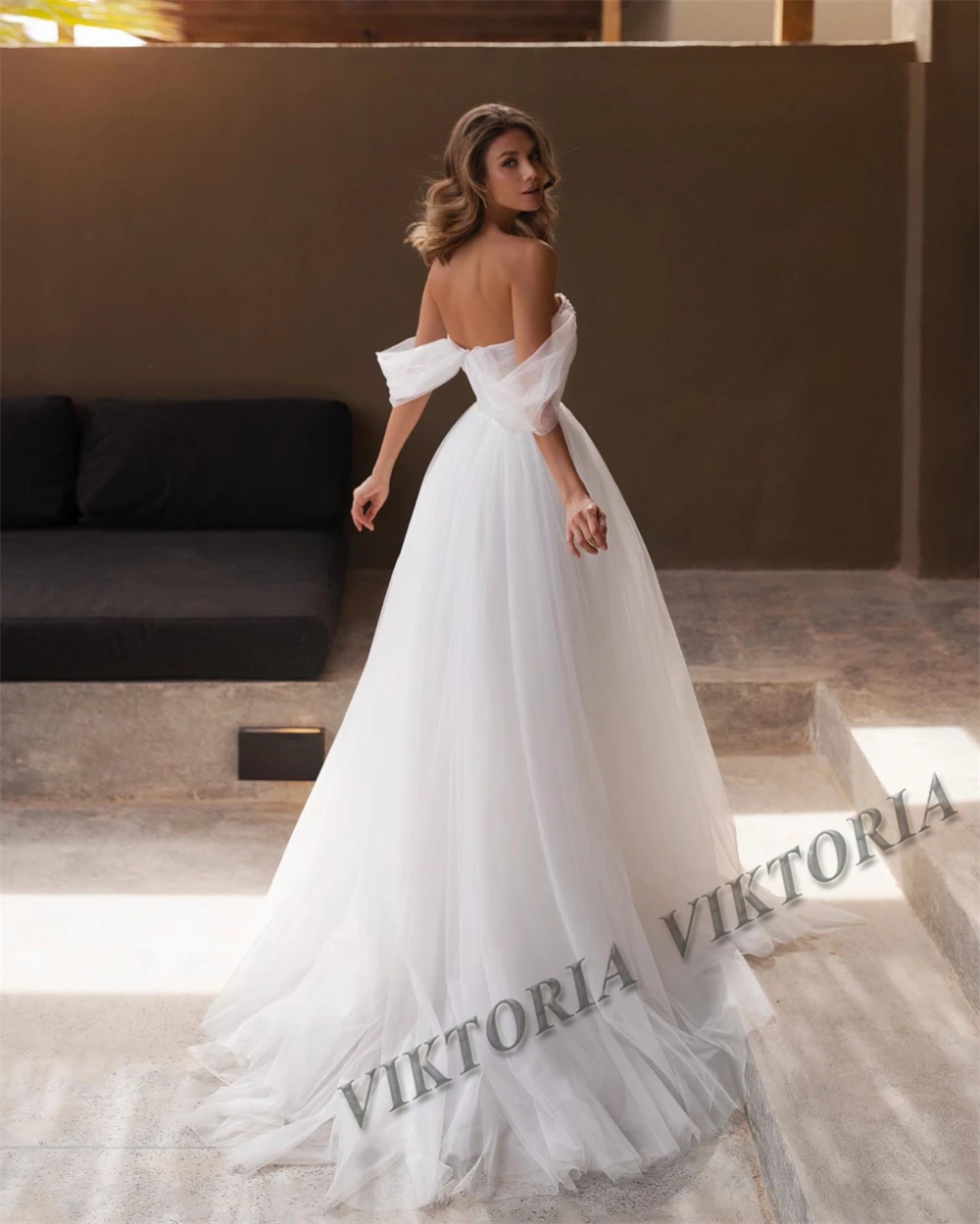 VIKTORIA Charming Beads Wedding Dresses For Woman Bridal Off the Shoulder A-LINE Sweetheart Tulle Robe De Mariée Customized