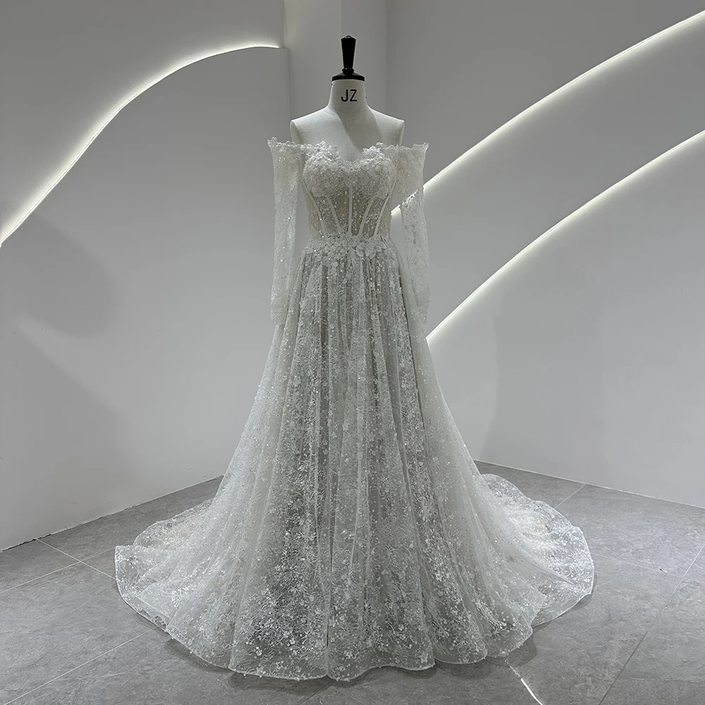 SL-9534 Customized SuLi Lace Wedding Dress For Women Brides Boho Robe De Mariee Long Sleeve Custom Made Wedding Gowns