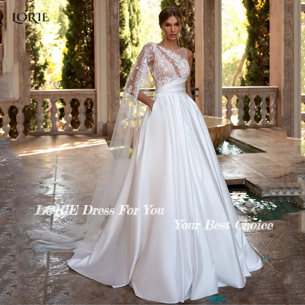 LORIE Sexy Bohemia Wedding Dresses Vintage A-Line Lace Backless Bridal Dress Applique Strap Ribbon Princess BrideGown Customized