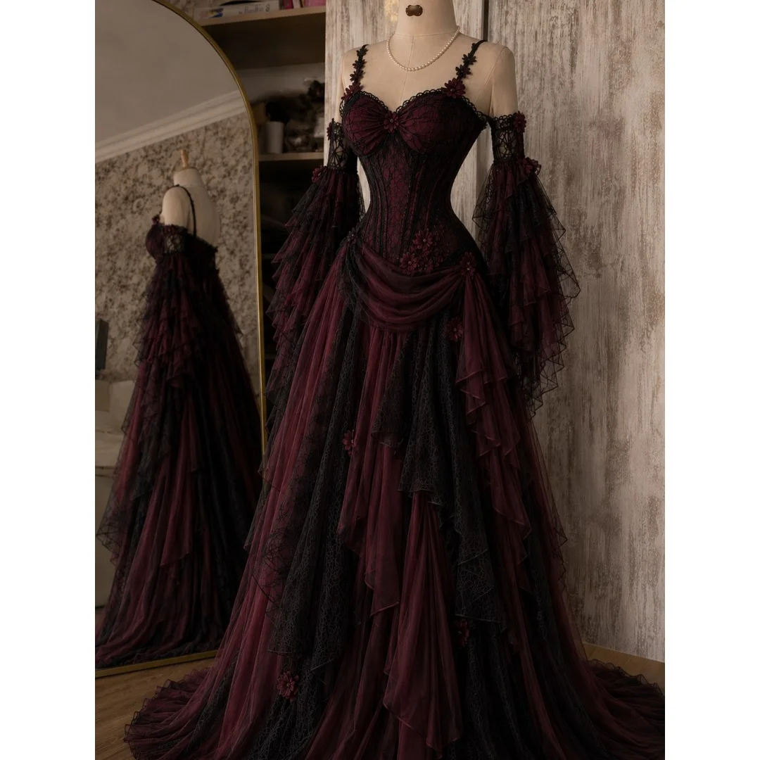Tokyo Customized Sweetheart Neck Cathedral Train Wedding Dress Tiered Ruffle vestidos de noche Ball Gown Evening Dresses 2026