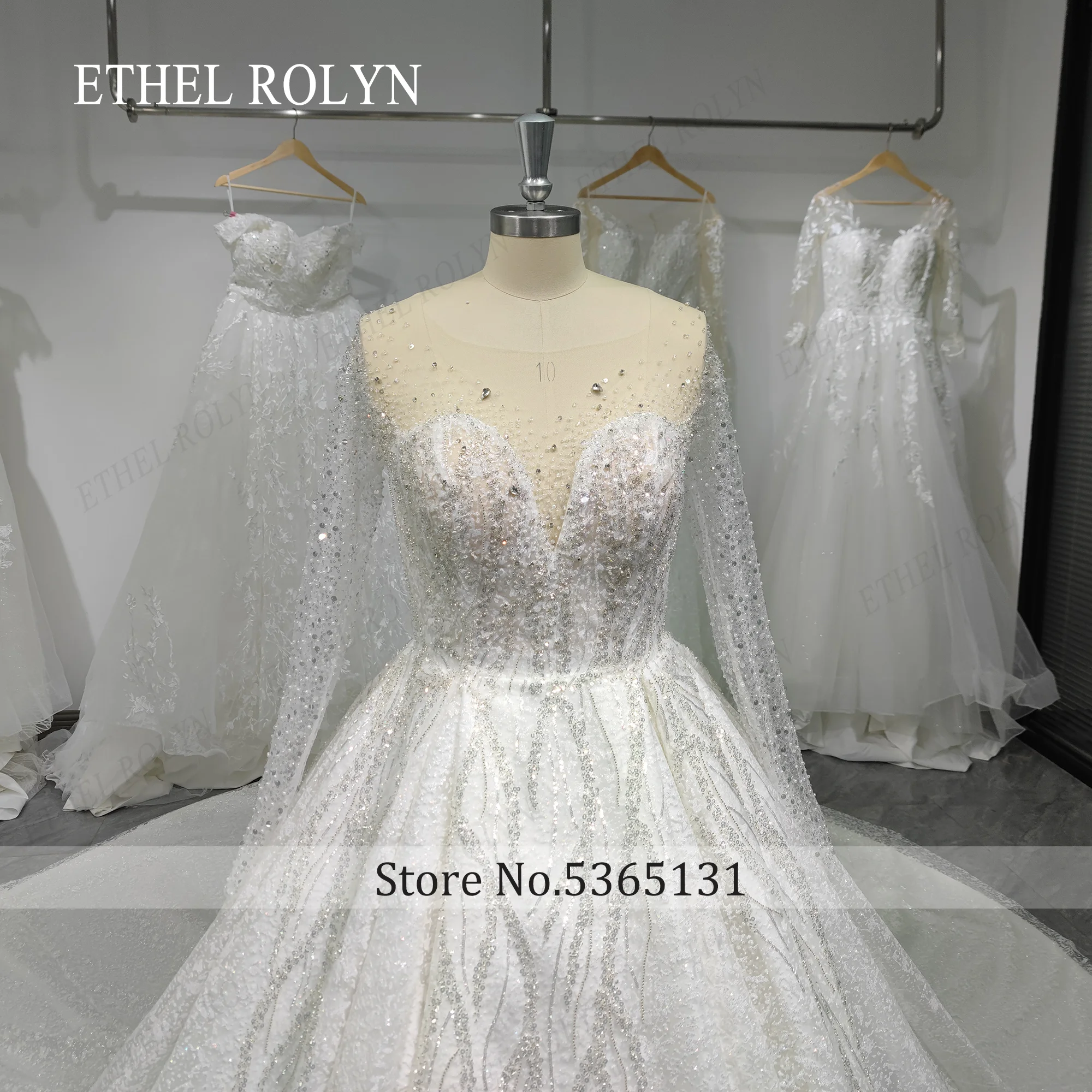 ETHEL ROLYN Luxury Wedding Dress For Women Real Photos Long Sleeve Full Sparkling Crystal Beaded Wedding Gown Vestidos De Novia