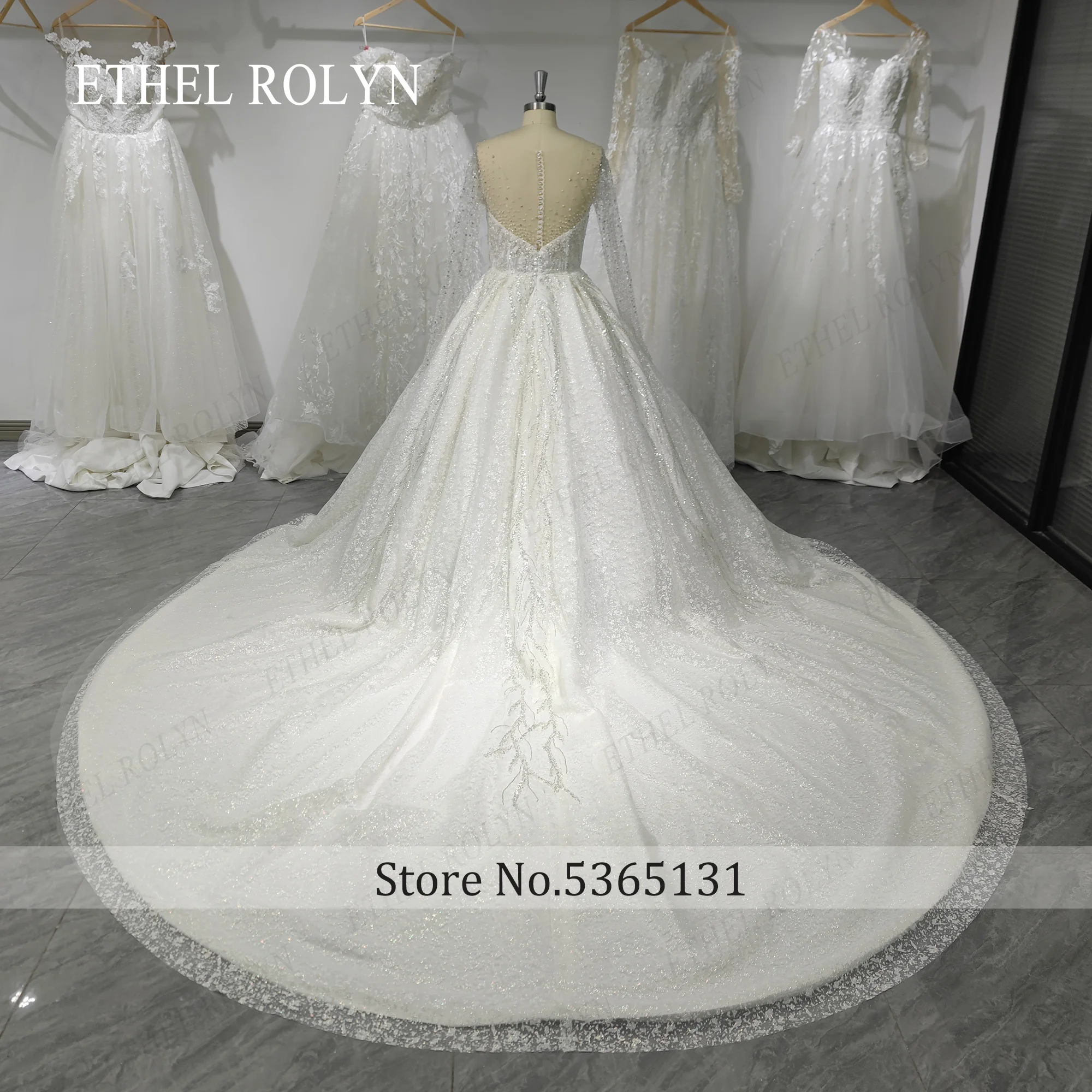 ETHEL ROLYN Luxury Wedding Dress For Women Real Photos Long Sleeve Full Sparkling Crystal Beaded Wedding Gown Vestidos De Novia