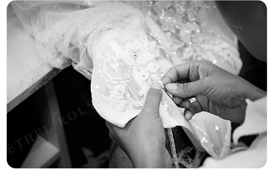 ETHEL ROLYN Luxury Wedding Dress For Women Real Photos Long Sleeve Full Sparkling Crystal Beaded Wedding Gown Vestidos De Novia