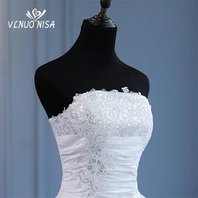 VLNUO NISA Vestido De Noiva Strapless Sleeveless Wedding Dresses Long Train Embroidery Sequined Princess Plus Szie Bridal Gown