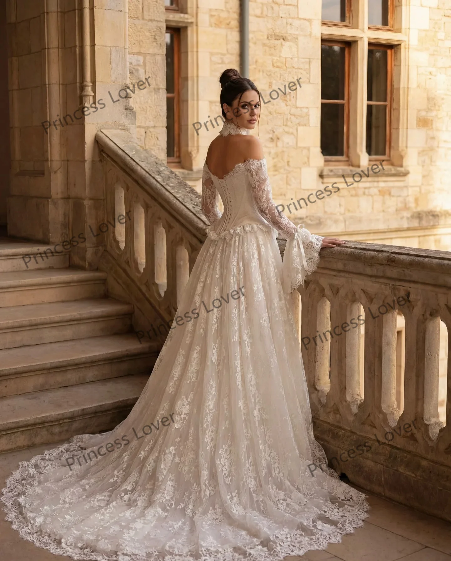 Off the Shoulder Wedding Dresses Lace Long Sleeves Elegant Bridal Gown Vintage Formal Party Dress Chic robe de mariée Customized