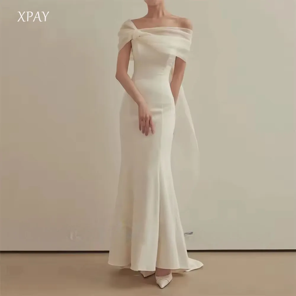 XPAY Elegant Off Shoulder Women Prom Dresses Ankle-Length Wedding Party Dresses Korean Pretty Bride Gowns Dresses Customized