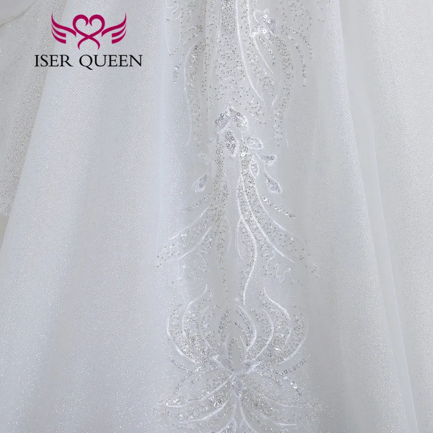 Customized Short Sleeves Pearls Beaded Europe Princess Wedding Dresses For Bride Embroidery Gilter Wedding Dress Fashion WX0308