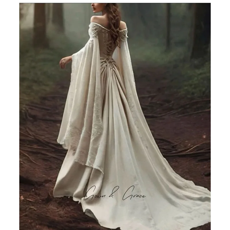 Gwn&Gce Fantasy Lace A Line Wedding Dress Romantic Lace Up Back Sweetheart Neck Bridal Gown Customized Glamorous Long Chic Women