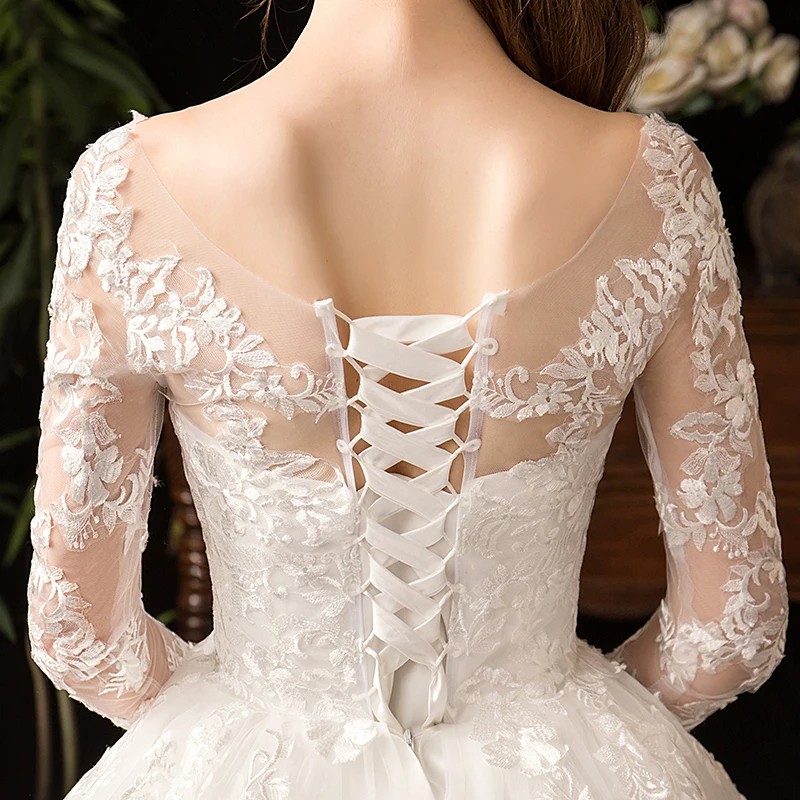 2024 Full Sleeve Lace Wedding Dresses New Luxury Muslim Ball Gown Wedding Dress Custom Made Vestido De Noiva Customized