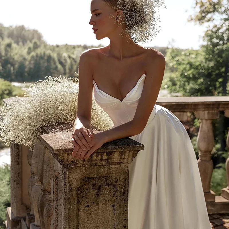 Eightree Simple A-Line Wedding Dresses 2025 Sweetheart Long Bridal Dress With Pocket Women Evening Wedding Prom Gowns Customized