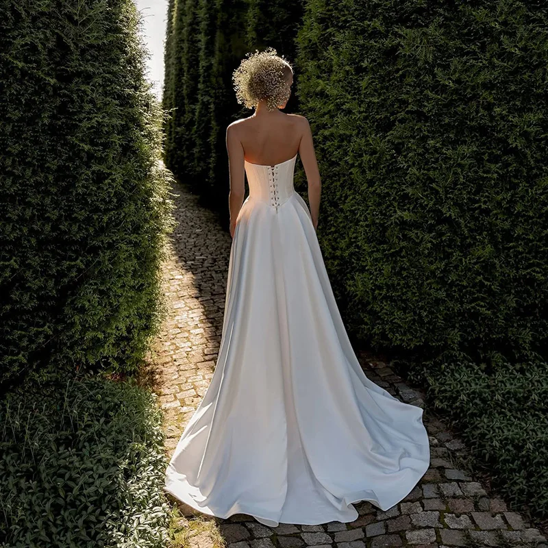 Eightree Simple A-Line Wedding Dresses 2025 Sweetheart Long Bridal Dress With Pocket Women Evening Wedding Prom Gowns Customized