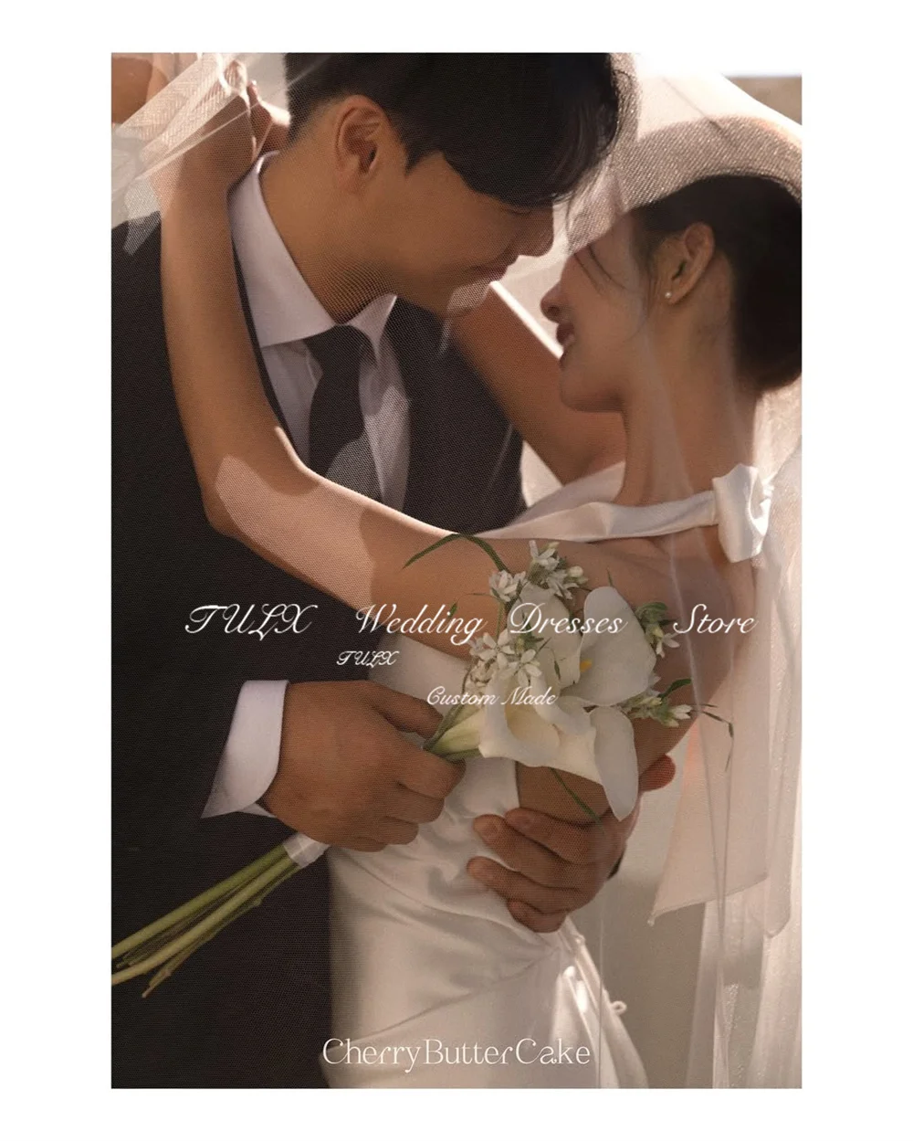 TULX Elegant Ivory Satin Backless Wedding Dress Korea Photo Shoot Halter Sleeveless Mermaid Long Bridal Gowns Customized 웨딩드레스