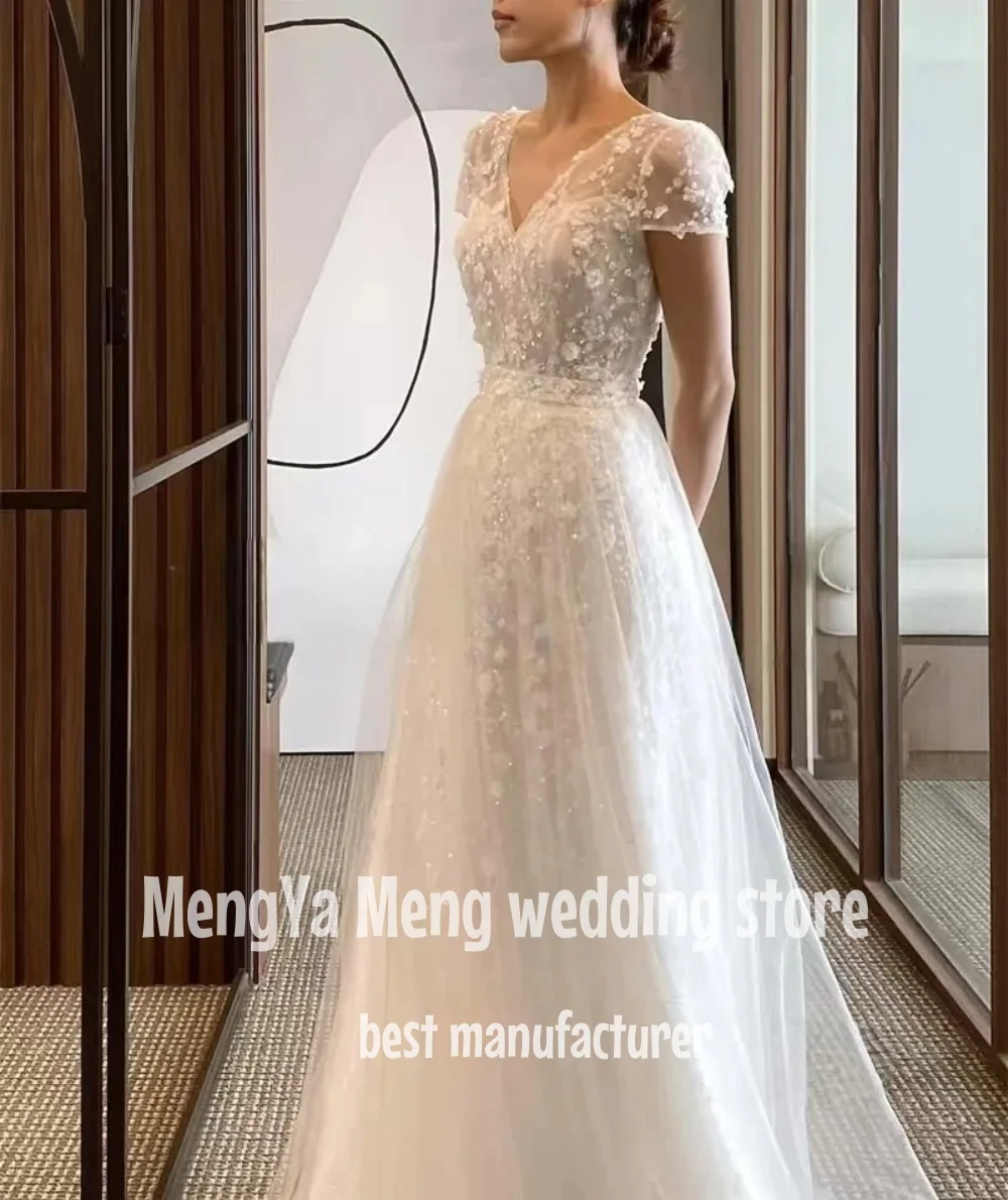ZHUISHU 2025 Ivory Glitter Wedding Dresses Korean Sequined A-Line Bridal Gowns Photoshoot Long Wedding Party Dresses Customized