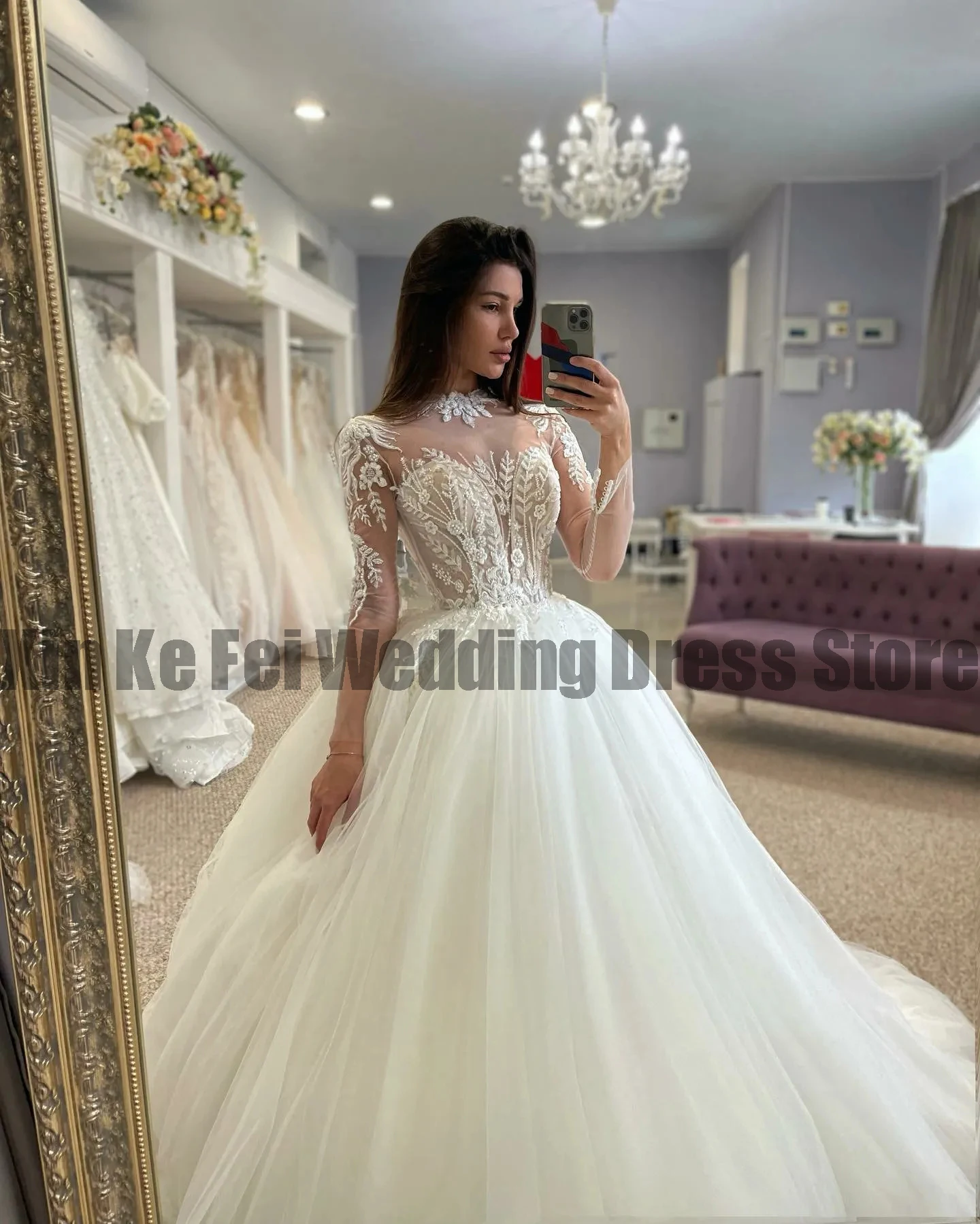 Long Sleeve Mermaid Wedding Dresses 2024 New High Collar Exquisite Lace Appliques Elegant Bride Gowns Women Customized Vestidos