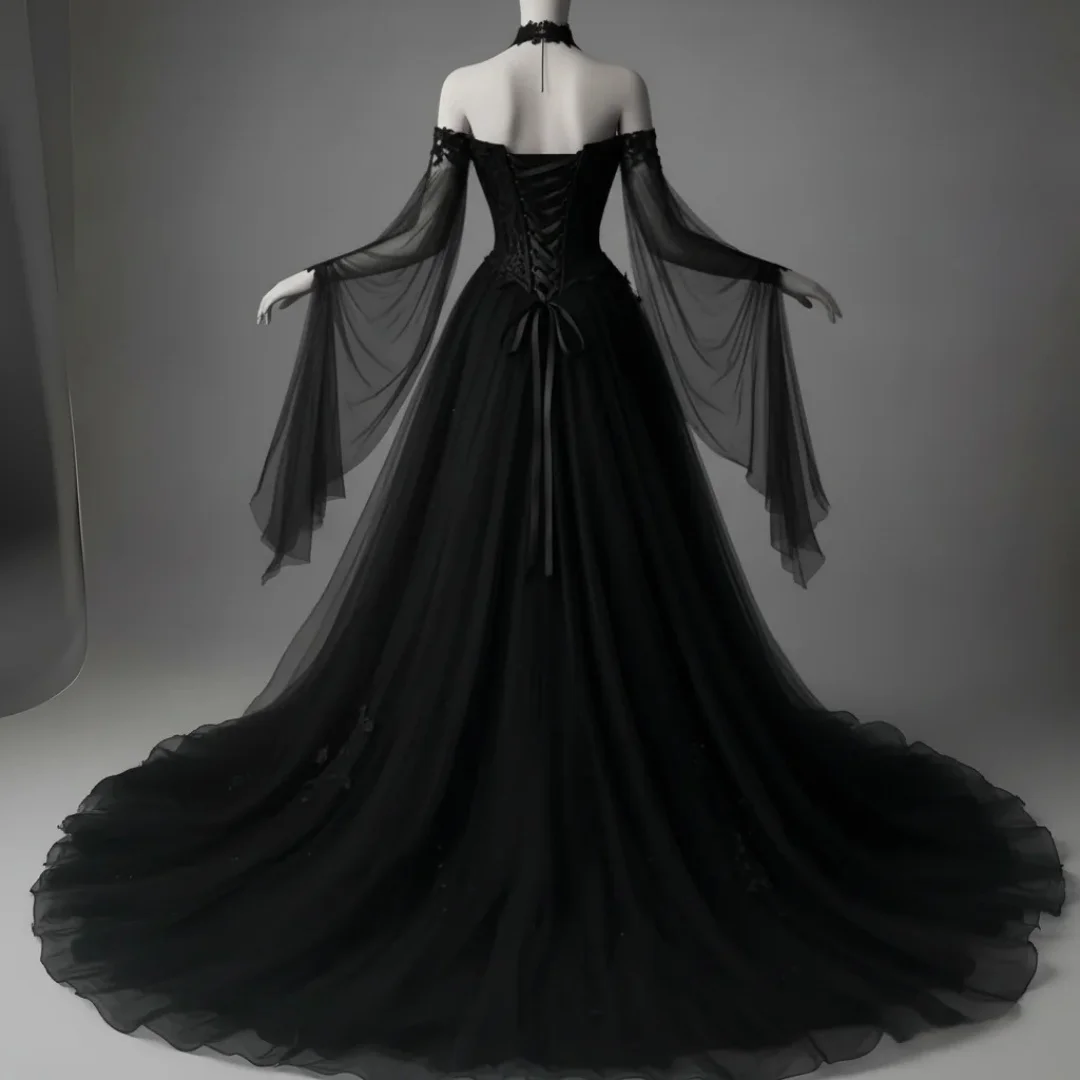 Rebecca Customized Off Shoulder Long Sleeve Prom Dress Floor-Length vestidos de noche Lace Embroidery 3D Flower Evening Dresses
