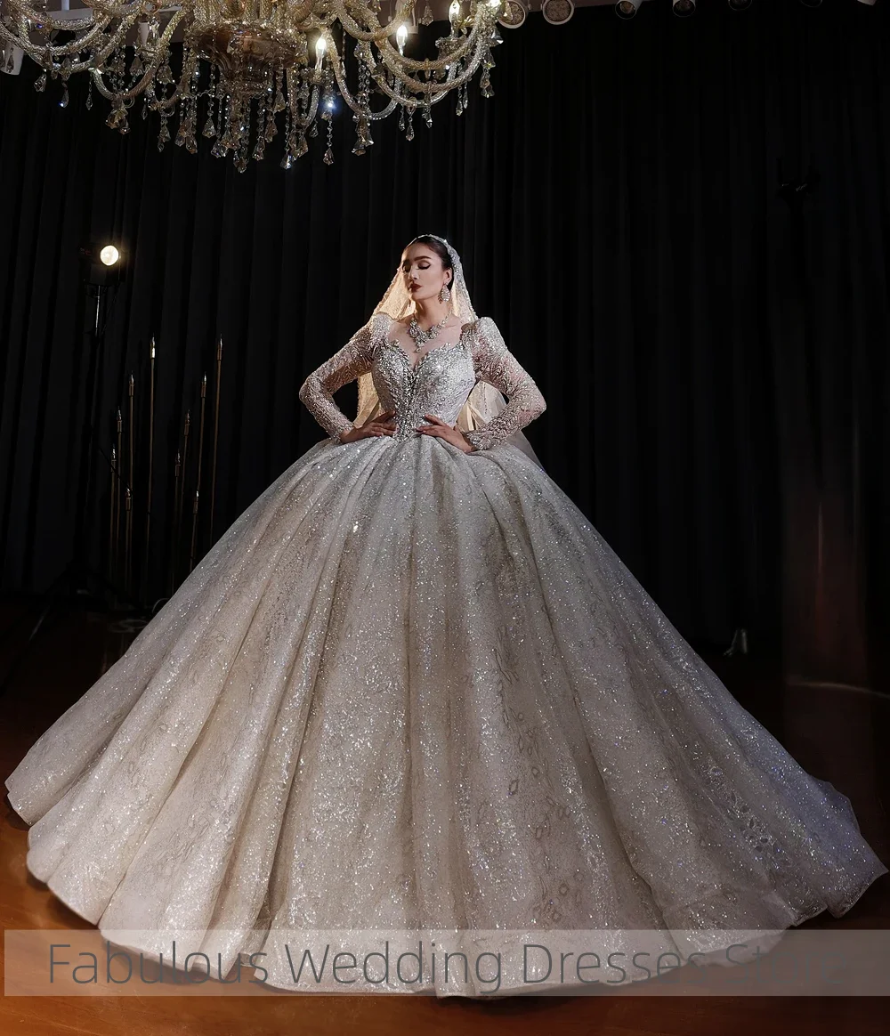 High-end Customized Romantic Pearls Ball Gown Wedding Dress Sgowns Robe De Mariée