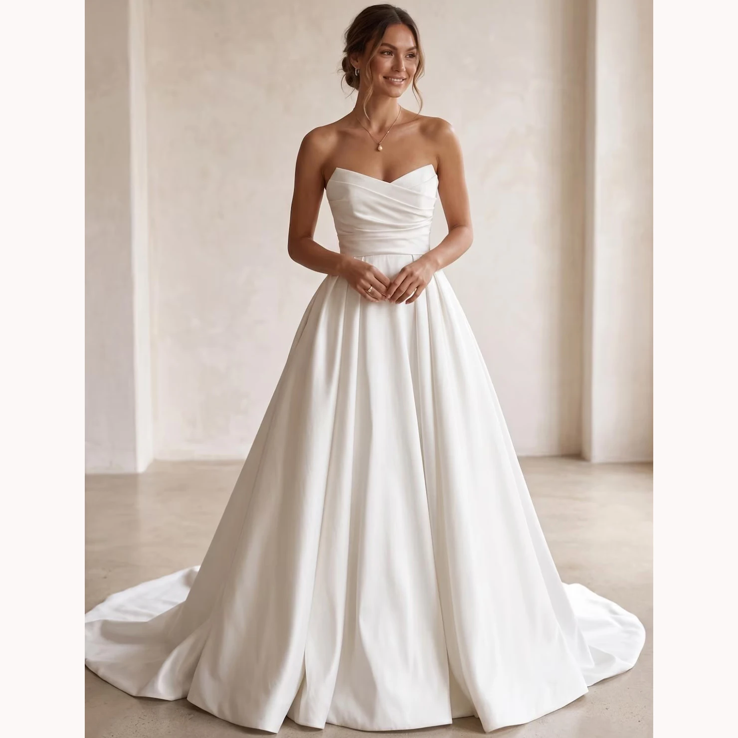 Customized 2026 Vestidos De Novia Floor Length Sweetheart A-Line Long Tail Backless For Women Measures Charming Bridal Gowns