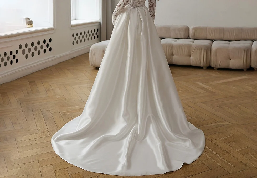 Satin Detachable Bridal Train Thin Belt Waistband Wedding Removable Overskirt Prom Party Skirt