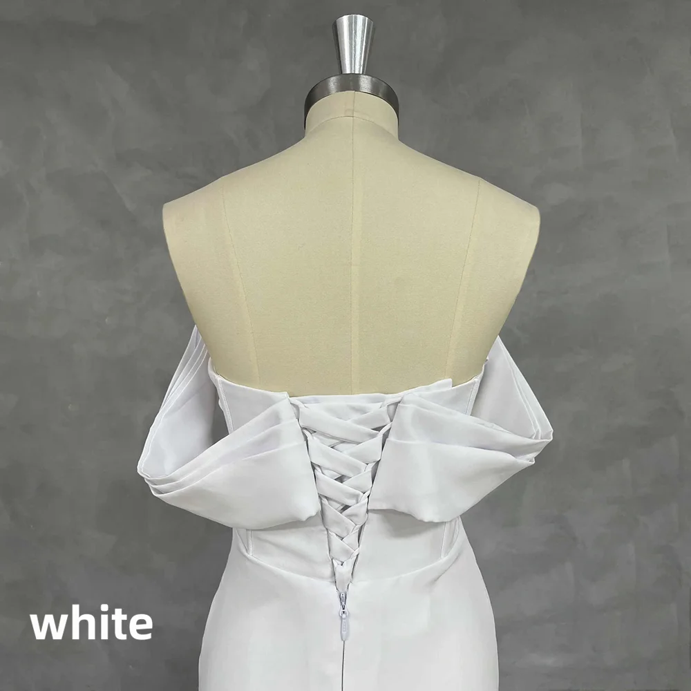 Off Shoulder Satin Mermaid Wedding Dress Corset Side Cut High Slit Chapel Bridal Gown Custom Made Vestido De Novia Robe De Novia