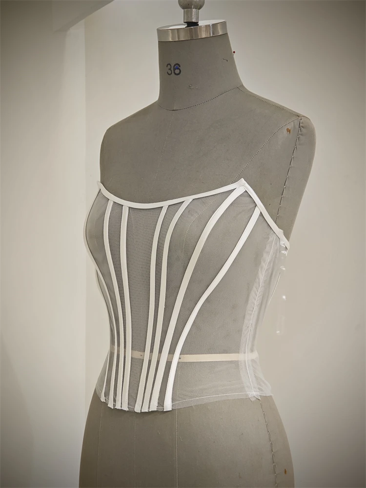 Custom Made Women Sexy Illusion Corset Tulle With Bones Wedding Dress Inner Wear Grils Shapewear Body Restraint Bodice Of Bride