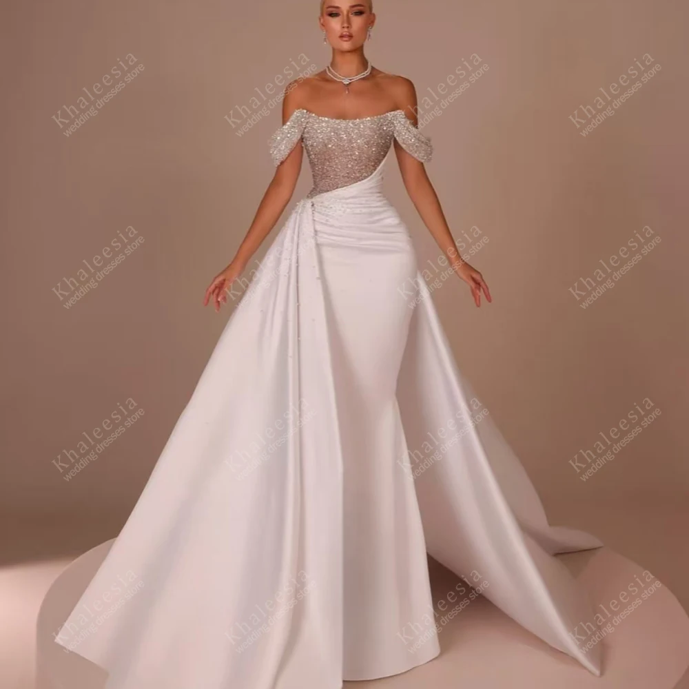 Gorgeous Wedding Dresses Satin Bridal Gowns Off The Shoulder Robes A Line Floor Length Robes Vestidos De Novia Customized 2025