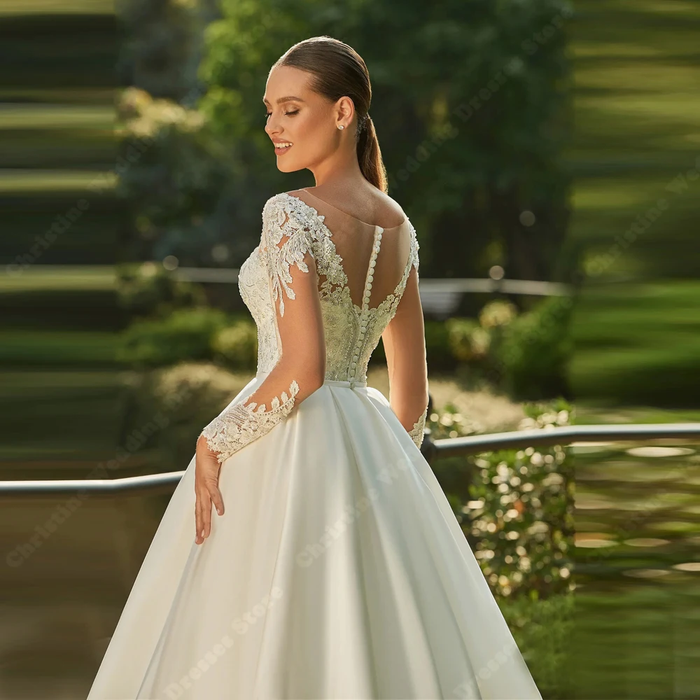 2025 Elegant Women Wedding Dresses Quality V-Neck A-Line Bride Gowns Mopping Length Princess Engagement Banquet Gowns Customized