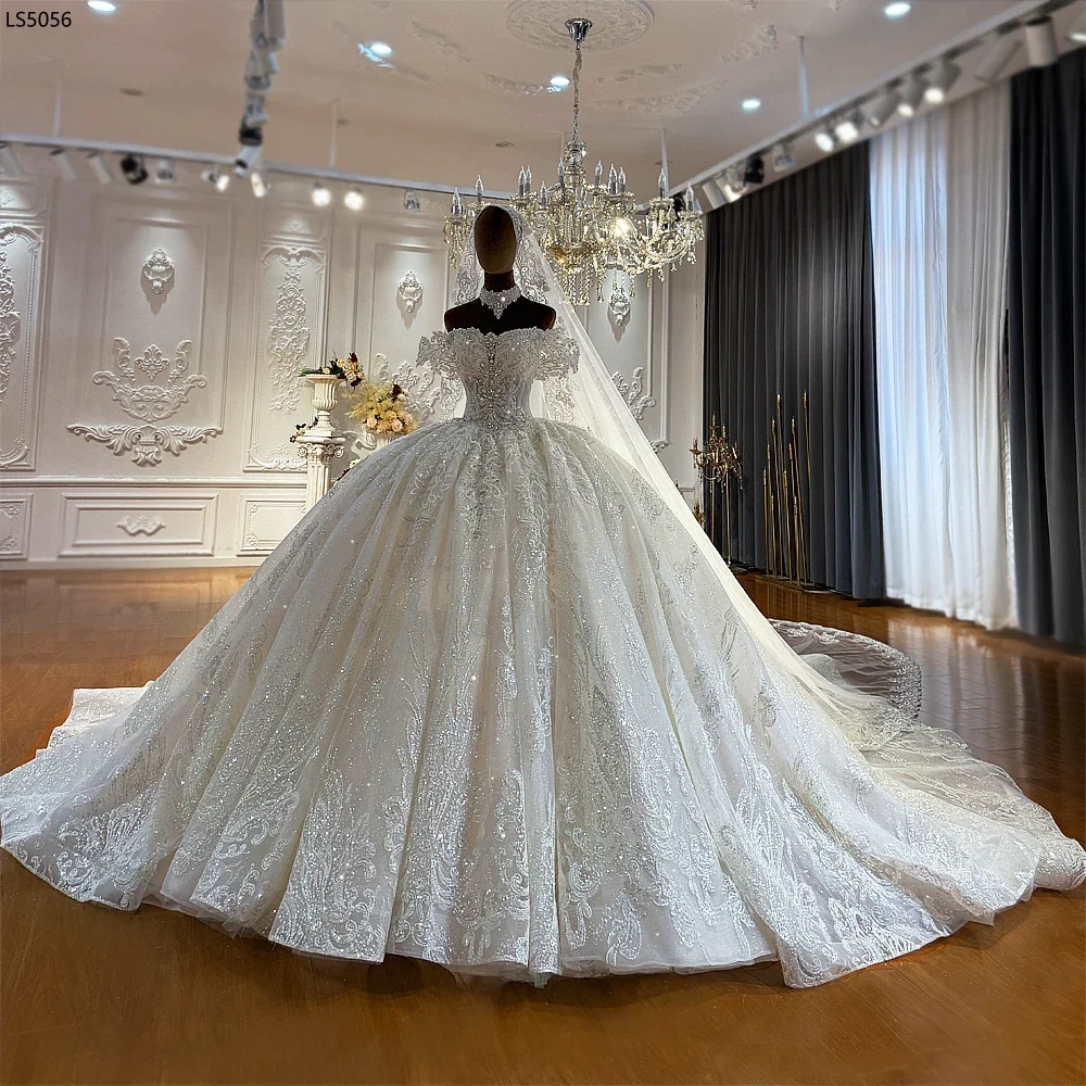 Customized Luxury Wedding Dress Amanda Novias Official New Design Strapless Elegant Bride Dress With Detachable Sleeves