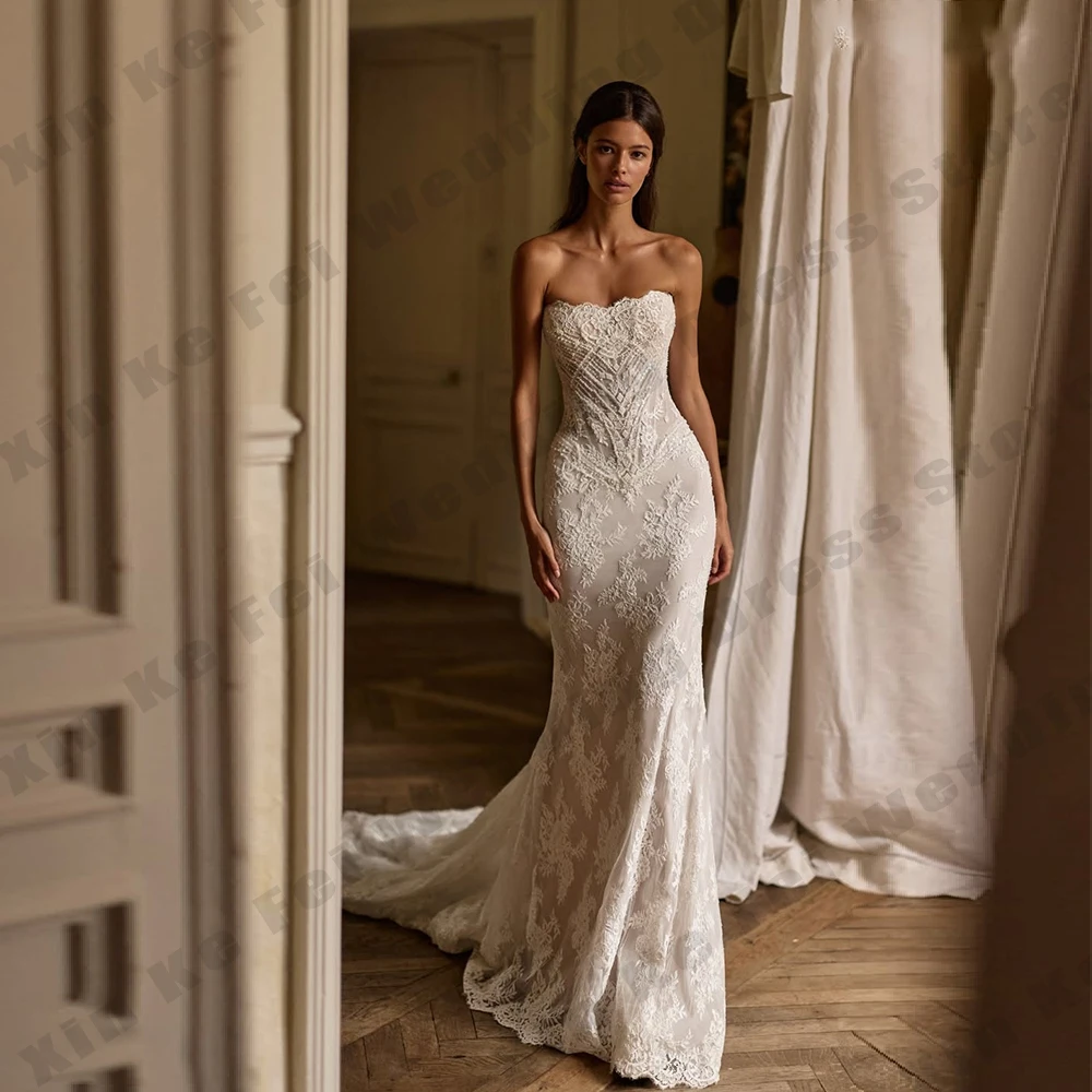 Gorgeous Women's Wedding Dress Elegant Detachable Sleeves Princess Mermaid Bridal Gowns Formal Party vestido de novia Customized