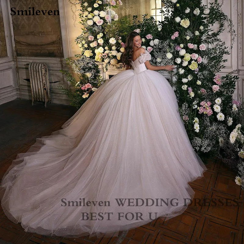 Smileven Princess Wedding Dress Corset Sweetheart Neck Ball Gowns Glitter Tulle Bride Dresses Robe De Mariee Wedding Gowns