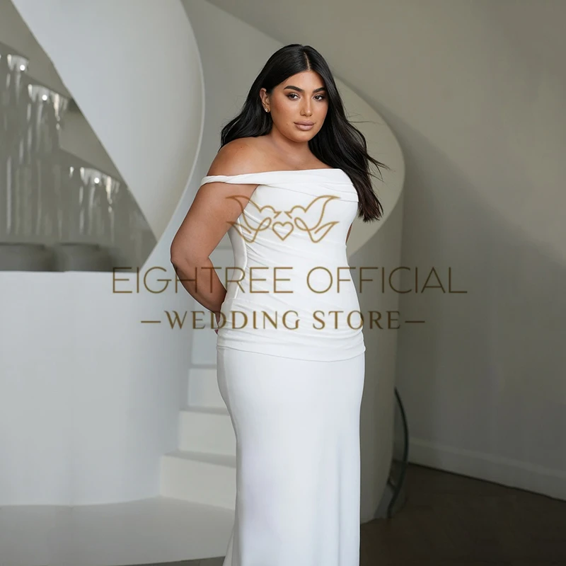 Eightree White Mermaid Wedding Dresses 2026 Off The Shoulder Sweep Train Bridal Dress Long Evening Wedding Prom Gowns Customized