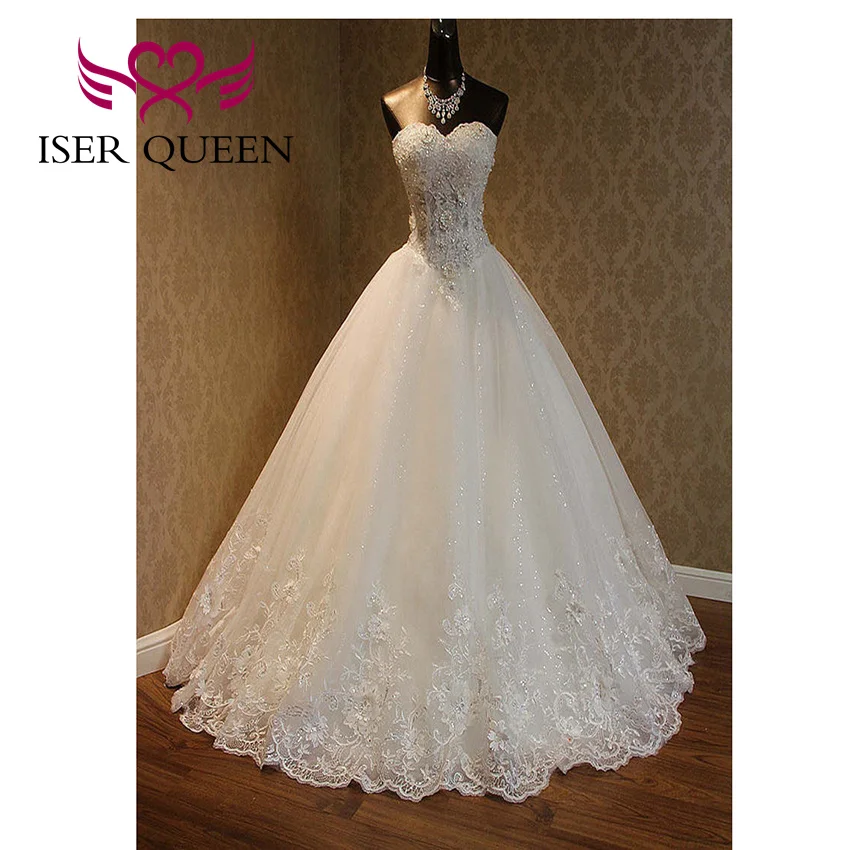 Sweetheart Neckline 2026 Wedding Dresses Customized Pearls Beaded Lace Ball Gown Wedding Dress Plus Size Bride Dress WX0093