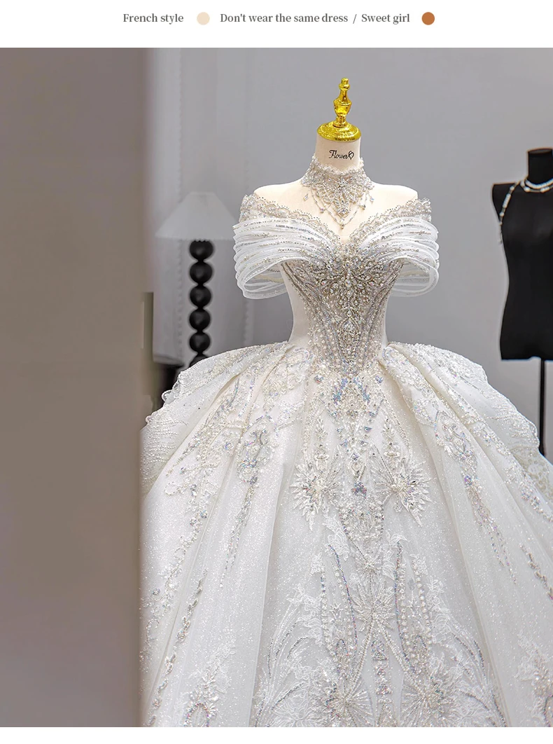 Customized Luxury Dubai Sweetheart Wedding Dresses 2027 Princess Sparkly Appliques Bridal Gowns Floor Length Vestidos De Novia