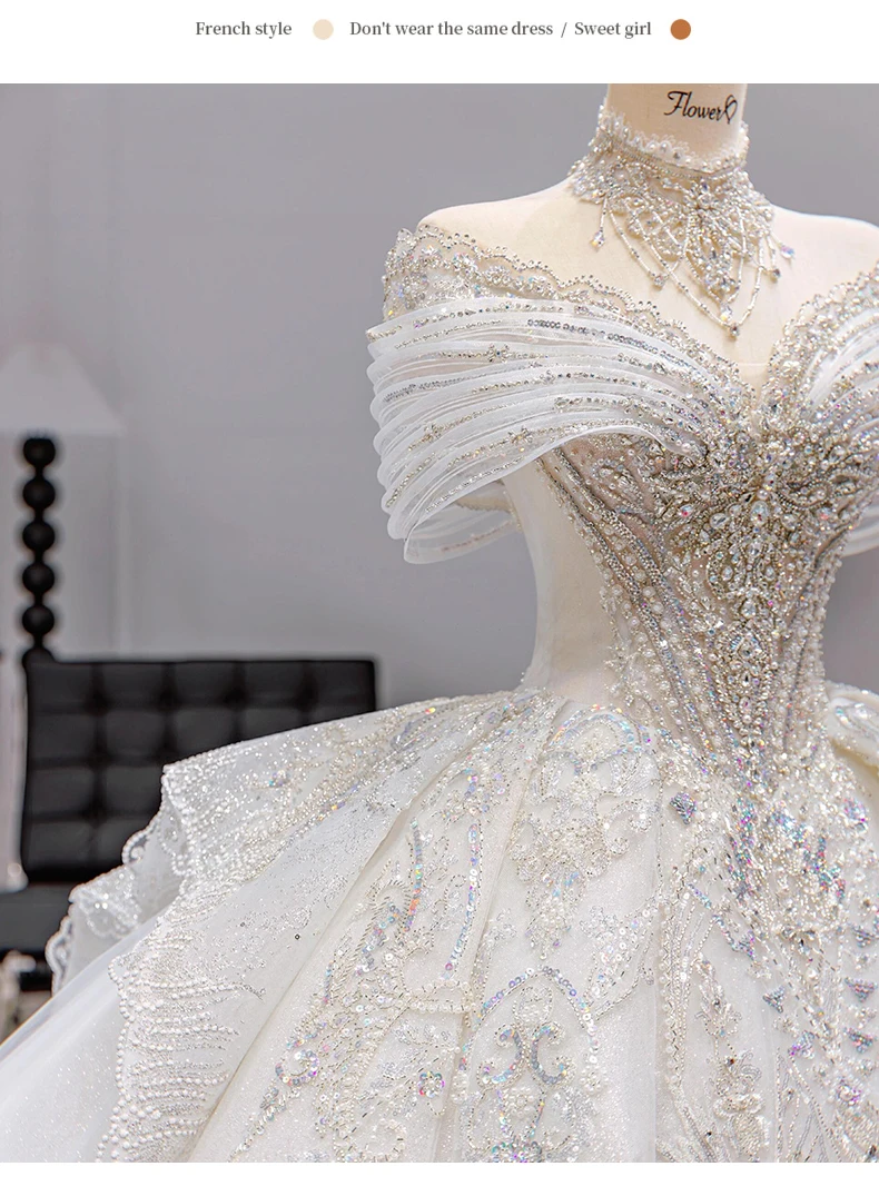 Customized Luxury Dubai Sweetheart Wedding Dresses 2027 Princess Sparkly Appliques Bridal Gowns Floor Length Vestidos De Novia