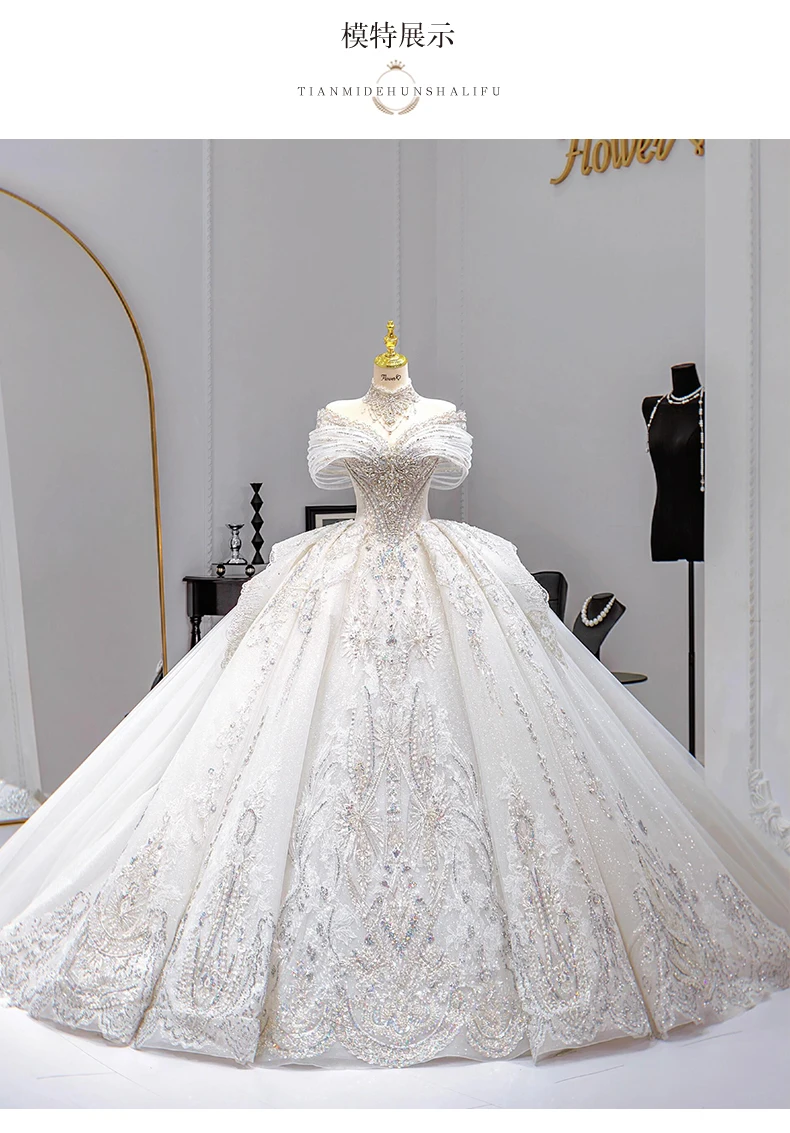 Customized Luxury Dubai Sweetheart Wedding Dresses 2027 Princess Sparkly Appliques Bridal Gowns Floor Length Vestidos De Novia