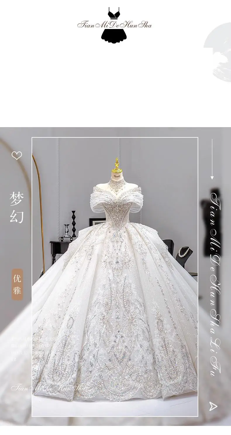 Customized Luxury Dubai Sweetheart Wedding Dresses 2027 Princess Sparkly Appliques Bridal Gowns Floor Length Vestidos De Novia