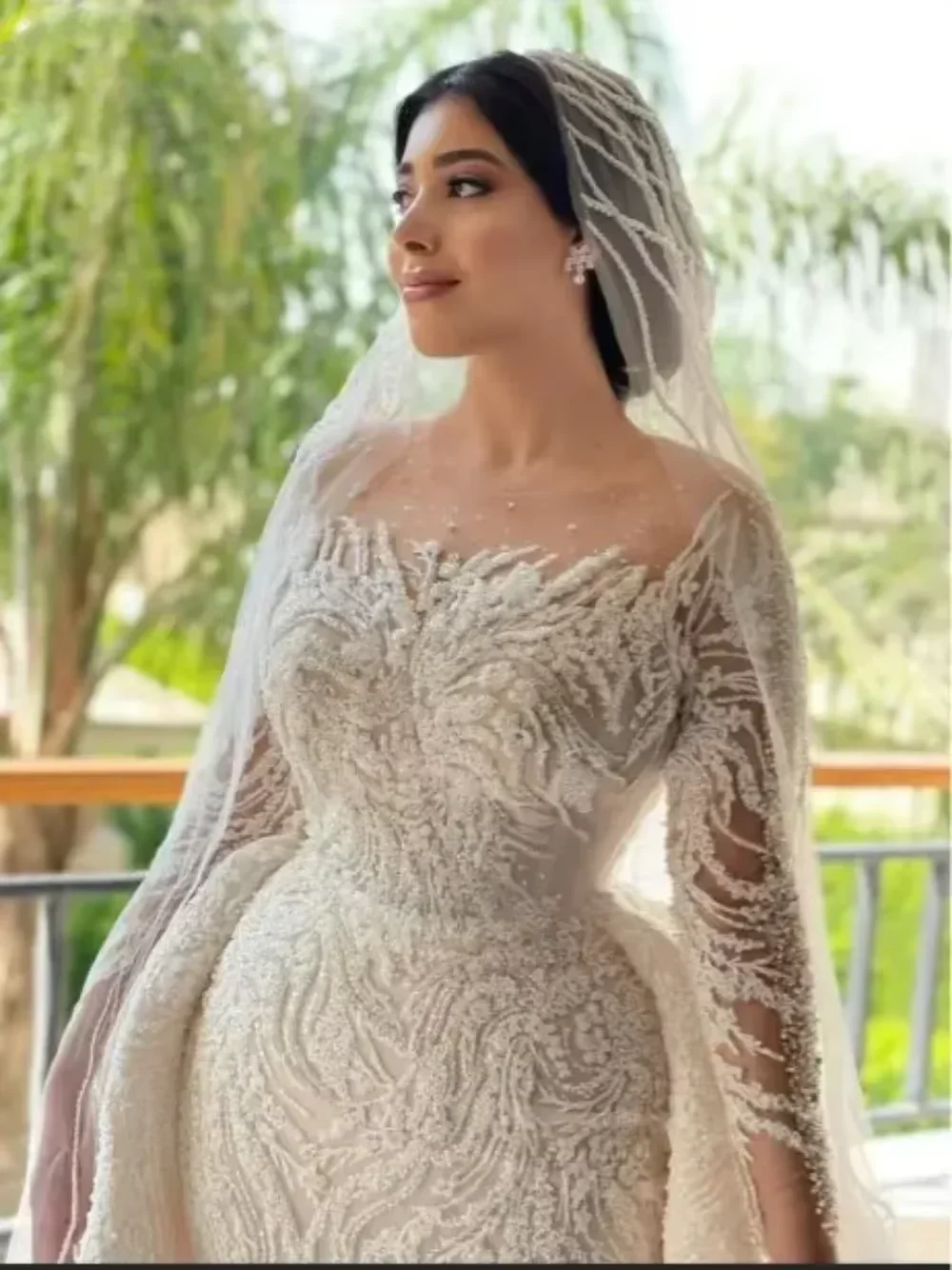 Customzied Long Sleeve Wedding Gown Beaded Mermaid Bride Dresses For Women 2026Luxury Sequins Wedding Dress Vestidos De Novia