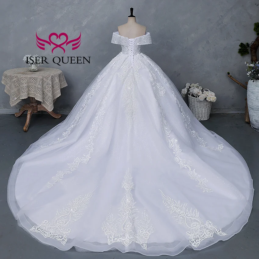 Customized America Fashion Deep V neck Luxury Wedding Dresses 2026 Off Shoulder Heavy Beading Bride Dress Ball Gown WX0465